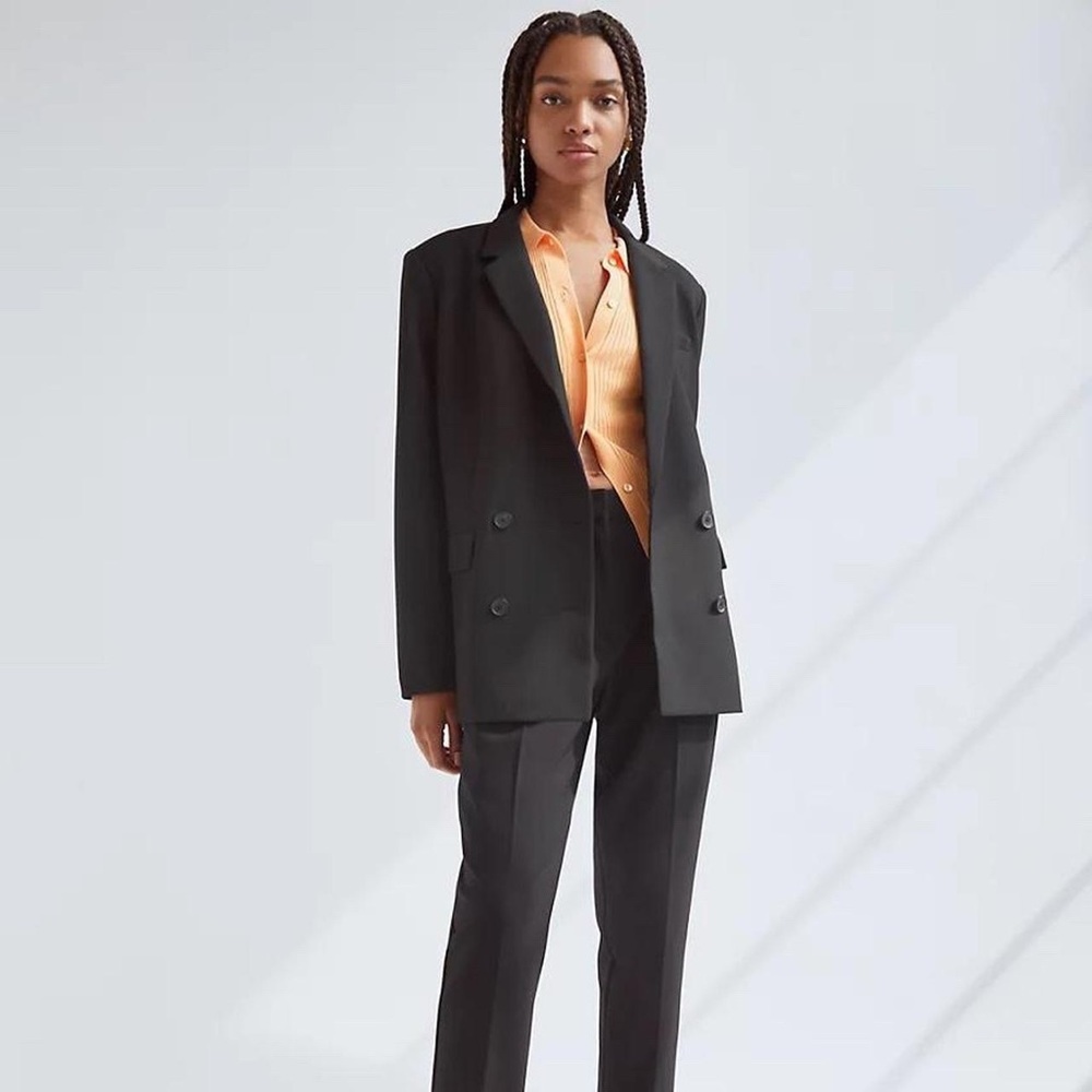 Aritzia Babaton double-breasted wool black blazer